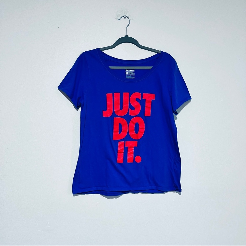 Nike Tee Shirt JUST DO IT Blue Short Sleeve Top Size XL